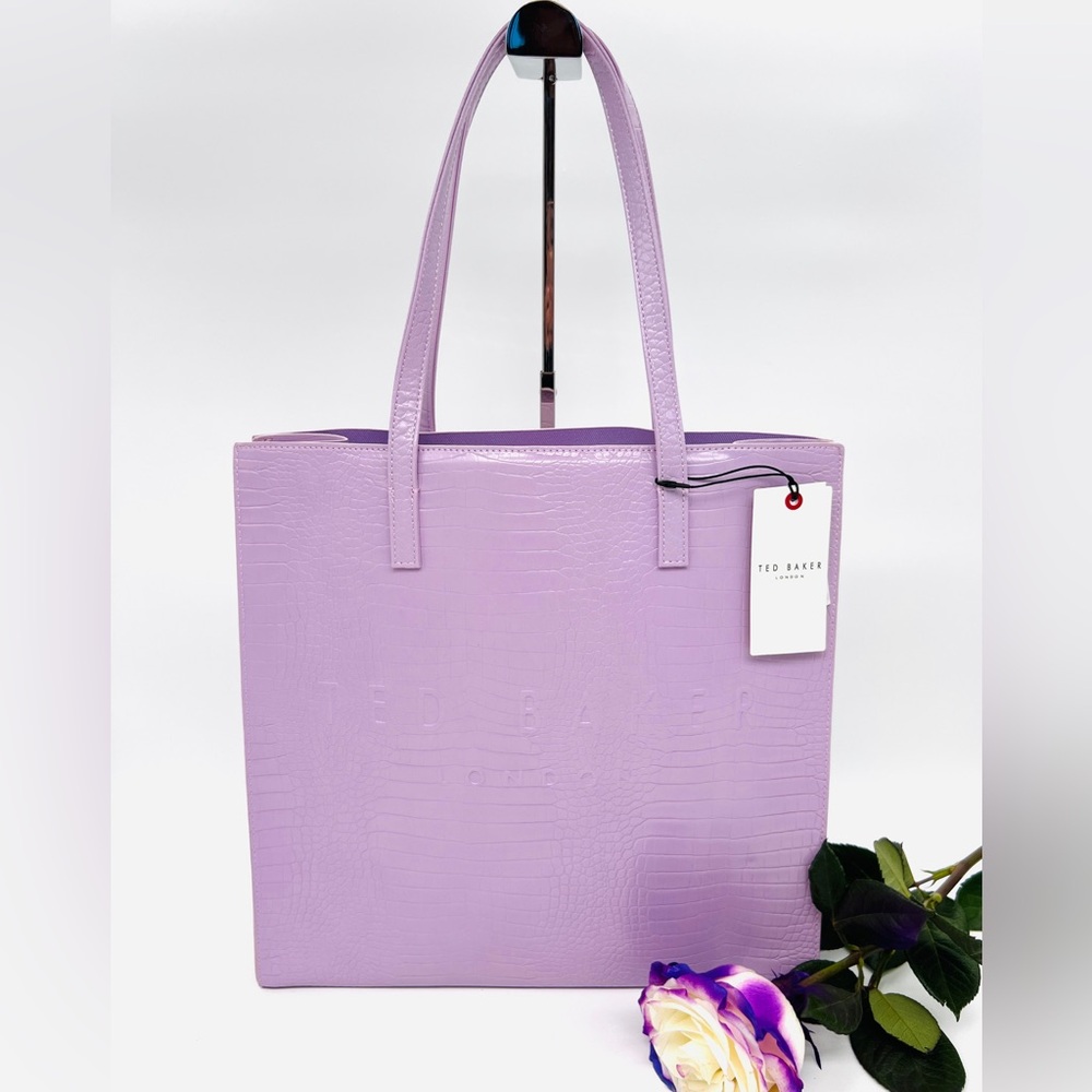 Ted Baker London Crocodile Effect Tote Bag Light Purple Violet NWT